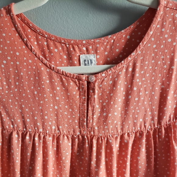 GAP Tiered Linen Blend Pink Dot Sleeveless Top - Picture 4 of 10